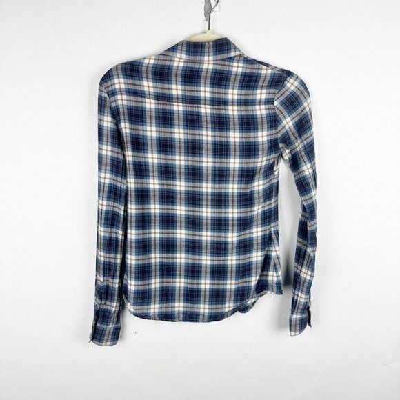 Standard James Perse Womens Plaid Button Down Tomboy Shirt Size 0 Blue White - Picture 6 of 6